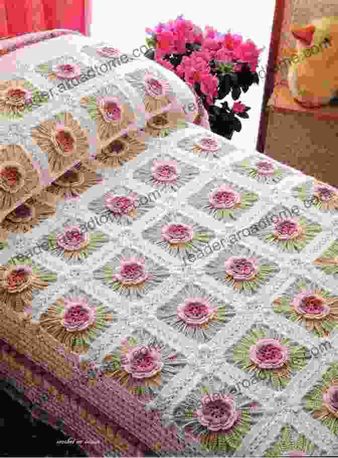 A Crochet Bedspread With A Modern Floral Motif Bedspread Crochet: A Collection Of Modern Bedspreads Crochet: Crochet For Beginners