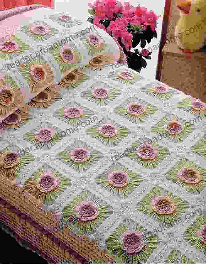 A Crochet Bedspread With A Modern Floral Motif Bedspread Crochet: A Collection Of Modern Bedspreads Crochet: Crochet For Beginners