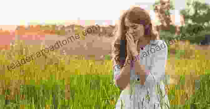 A Serene Image Of A Woman Praying Amidst A Field Of Flowers, With Sunlight Streaming Through The Leaves The Geese Flew Over My Heart: Poems For Prayer And Reflection