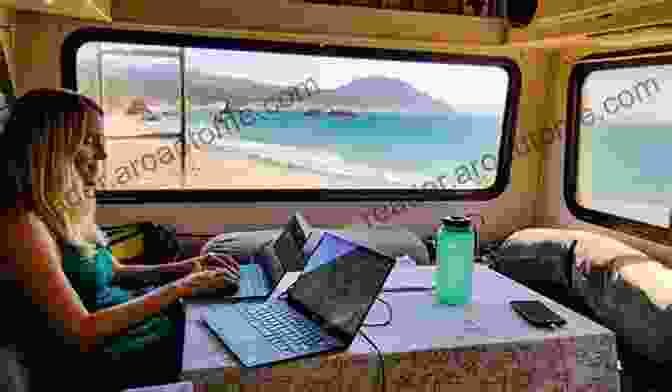 A Woman Working On A Laptop In An RV FULL TIME RV LIVING: EARNINGS AND COST REDUCTION TIPS OF FULL TIME RV LIVING