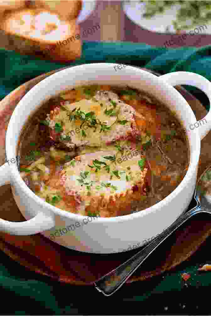 Golden Brown French Onion Soup In A Traditional Bowl Healthy French Cookbook: Learn About French Food And How It Affects Your Health