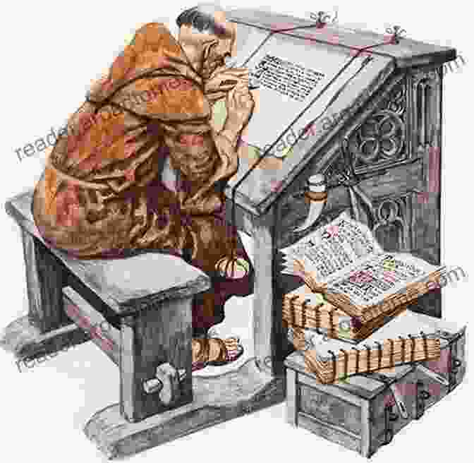 Image Of A Medieval Monk Writing In A Scriptorium The History Of Wales: From Constantine Death To Arthur Birth