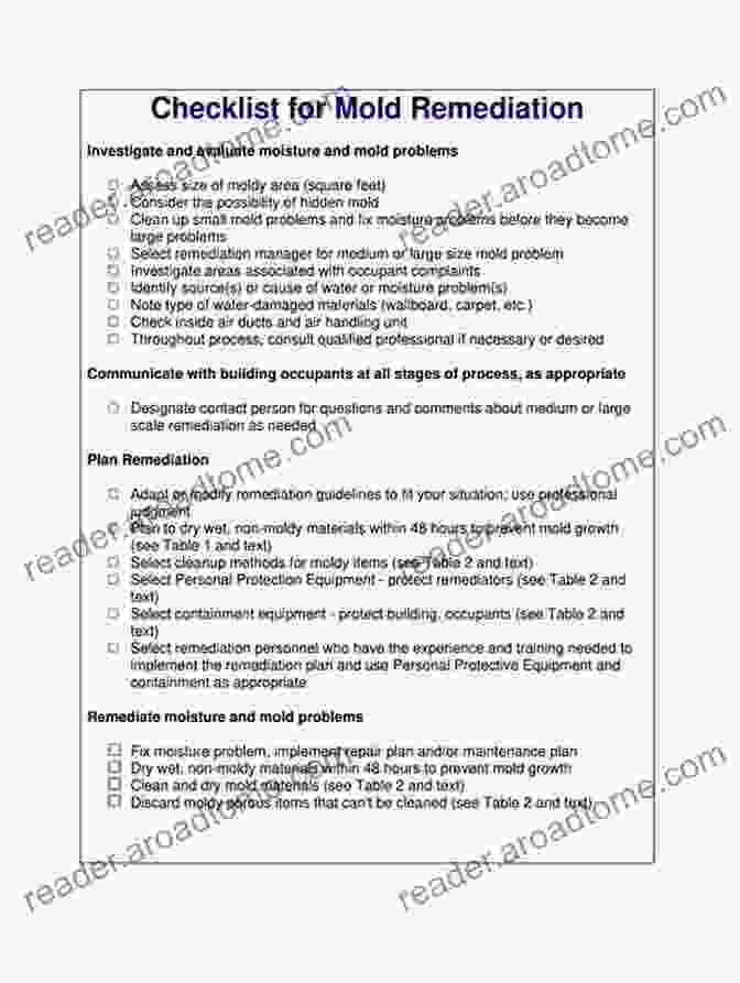 Image Of A Mold Prevention Checklist Recognition Evaluation And Control Of Indoor Mold