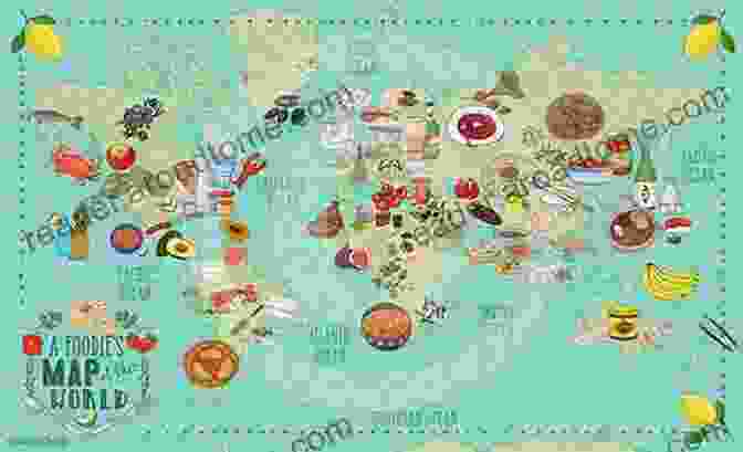 World Map With Various Food Ingredients Representing The Diverse Recipes In The Cookbook Around The Mediterranean Sea: Recipes From A Variety Of Countries: Tasty Mediterranean Recipes